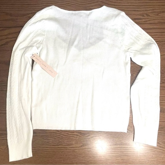 Crave Fame Sweater Sz XL Junior Soft Cable Knit White Ribbed Stretchy NWT - Picture 6 of 14
